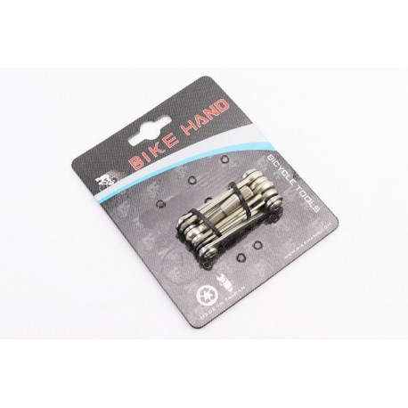 Ключ-набор 9 предметов (шестигранники 2,2.5,3,4,5,6,8мм, отвёртка фигурная, Т25 ключ-звездочка), YC-286N BIKE HAND