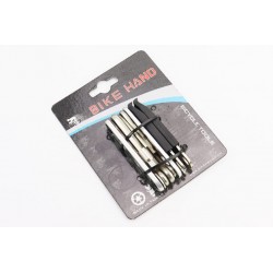 Ключ-набор 15 предметов (шестигранники 2,2.5,3,4,5,6,8мм, отвёртки прямая и фигурная, гаечные ключи 8,9,10мм, спицные ключи 14,1