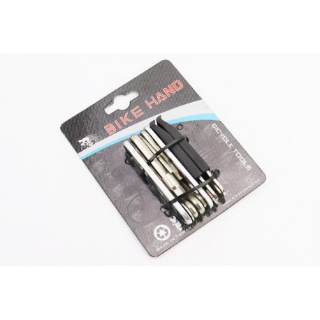 Ключ-набір 15 предметів (шестигранники 2,2.5,3,4,5,6,8мм, викрутки пряма та фігурна, гайкові ключі 8,9,10мм, спицеві ключі 14,15