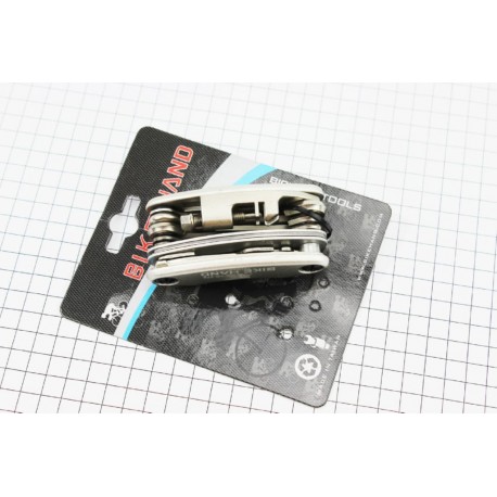 Ключ-набор 20 предметов (2,2.5,3,4,5,6,8мм, отвёртки прямая и фигурная, гаечные 8,9,10,12,13,15мм, спицные ключи, нож-пила, выжи