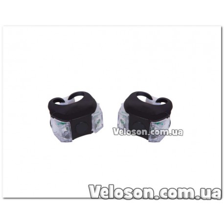 Мигалка  2шт BC-RL8002 белый+красный свет LED силиконовый черный корпус