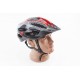 Шолом велосипедний L (54-62 см) знімний козирок, 21 вент. отворів, чорно-червоно-білий Китай
