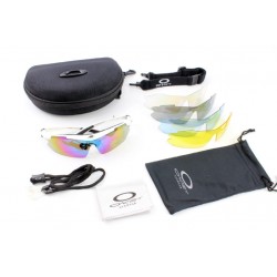 Окуляри з набором для догляду, змінні лінзи 5шт, в твердому чохлі, білі НЕ оригінал Oakley