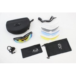 Окуляри з набором для догляду, змінні лінзи 5шт, в твердому чохлі, чорні НЕ оригінал Oakley