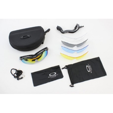 Окуляри з набором для догляду, змінні лінзи 5шт, в твердому чохлі, чорні НЕ оригінал Oakley
