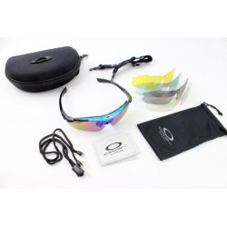 Окуляри з набором для догляду, змінні лінзи 5шт, в твердому чохлі, синьо-чорні НЕ оригінал Oakley