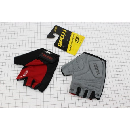 Перчатки без пальців L з гелевими вставками під долоню, чорно-червоні SBG-1457 SPELLI