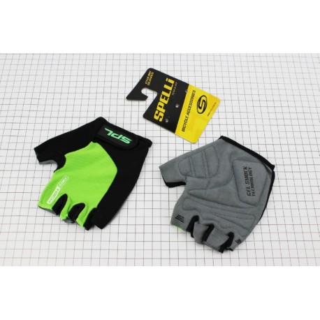 Перчатки без пальців L з гелевими вставками під долоню, чорно-салатові SBG-1457 SPELLI