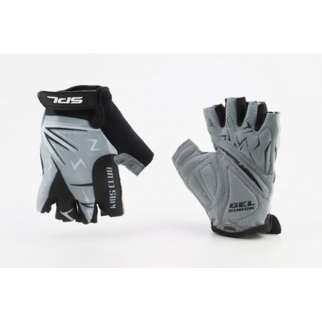 Перчатки дитячі без пальців (7-8 років) з м'якими вставками під долоню, чорно-сіро-білі SKG-1553 SPELLI