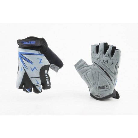 Перчатки дитячі без пальців (7-8 років) з м'якими вставками під долоню, чорно-сіро-сині SKG-1553 SPELLI