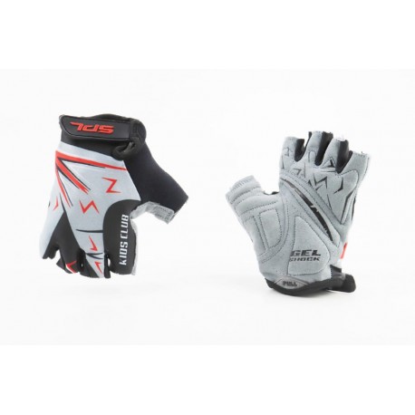 Перчатки дитячі без пальців (3-4 роки) з м'якими вставками під долоню, чорно-сіро-червоні SKG-1553 SPELLI