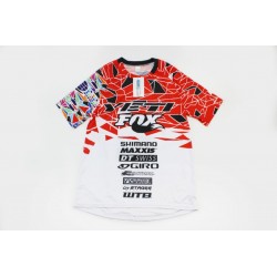 Футболка (Джерсі) чоловіча L-(Polyester 80% / Spandex 20%), біло-червоно-чорна, НЕ оригінал FOX