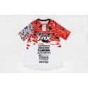 Футболка (Джерсі) чоловіча L-(Polyester 80% / Spandex 20%), біло-червоно-чорна, НЕ оригінал FOX