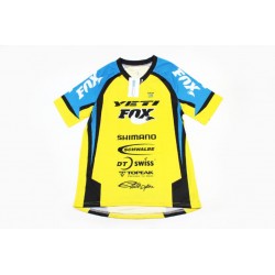 Футболка (Джерсі) чоловіча L-(Polyester 80% / Spandex 20%), жовто-синьо-чорна, НЕ оригінал FOX