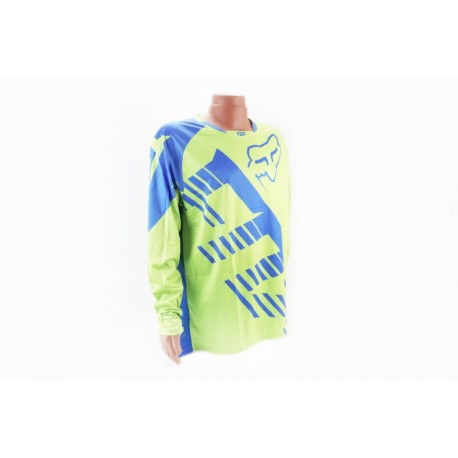 Футболка (Джерсі) чоловіча L-(Polyester 100%), довгі рукави, салатово-синя, НЕ оригінал FOX
