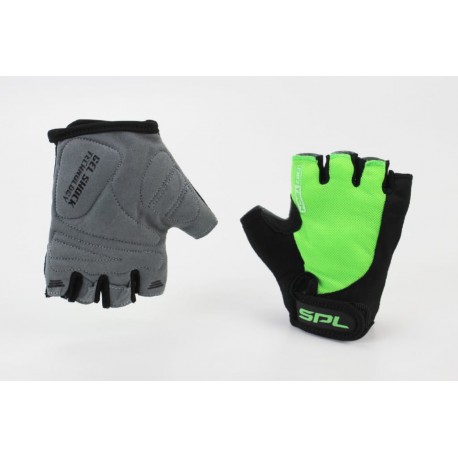 Перчатки без пальців XS з гелевими вставками під долоню, чорно-салатові SBG-1457 SPELLI