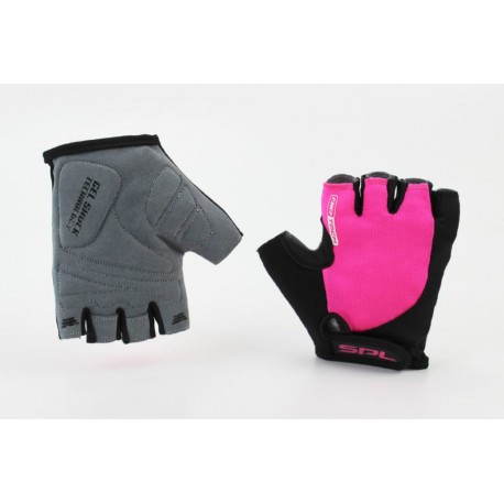 Перчатки без пальців XS з гелевими вставками під долоню, чорно-рожеві SBG-1457 SPELLI