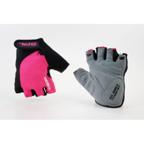 Перчатки без пальців M з гелевими вставками під долоню, чорно-рожеві SBG-1457 SPELLI