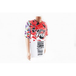 Футболка (Джерсі) чоловіча L-(Polyester 100%), біло-червоно-чорна, НЕ оригінал, тип 2 FOX