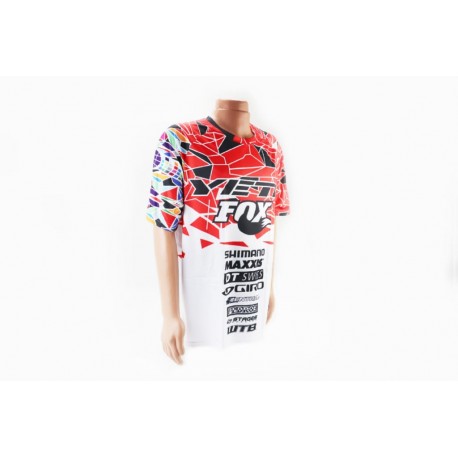 Футболка (Джерсі) чоловіча L-(Polyester 100%), біло-червоно-чорна, НЕ оригінал, тип 2 FOX