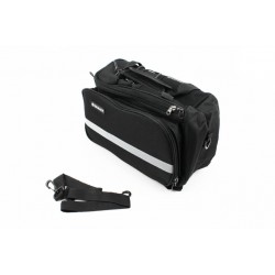 Сумка трансформер на багажник, розкладні бічні кишені, світловідбиваючі смуги, чорно-сіра, НЕ оригінал GIANT