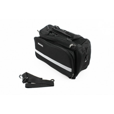 Сумка трансформер на багажник, розкладні бічні кишені, світловідбиваючі смуги, чорно-сіра, НЕ оригінал GIANT