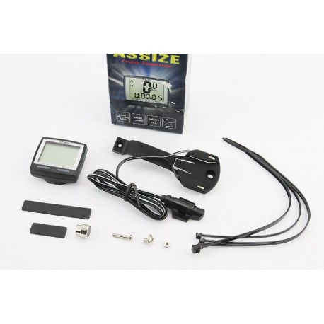 Велокомп'ютер 11-функцій, дротовий, чорний AS-200 (без батарейок) ASSIZE