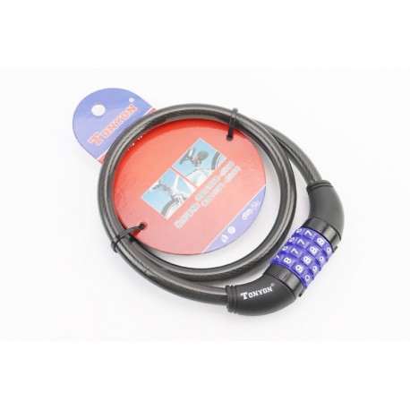 Замок протиугінний тросовий 800х12мм з 4-х значним кодом, TY4271 Tonyon