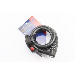 Замок протиугінний тросовий 1500х12мм з 4-х значним кодом, кріпл. за трубу сидіння, TY535 Tonyon