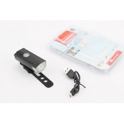 Ліхтар передній 1 діод 300 lumen алюмінієвий, Li-ion 3.7V 800mAh зарядка від USB, вологозахисний, чорний RPL-2255 RAYPAL