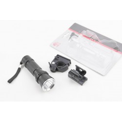 Ліхтар передній 1 діод (лінза), алюмінієвий, чорний JY-245 (без батарейок) Китай