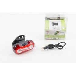 Фонарь задний 4 диода 100 lumen, Li-ion 3.7V 630mAh зарядка от USB, влагозащитный, HJ-037 Китай