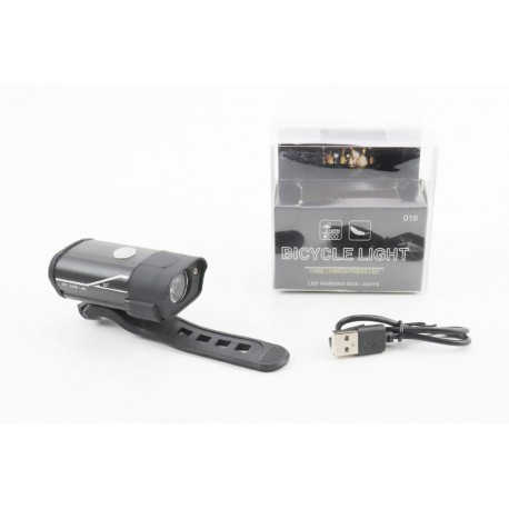 Ліхтар передній 1 діод алюмінієвий, Li-ion 3.7V 850mAh зарядка від USB, вологозахисний, чорний HYD-018 Китай