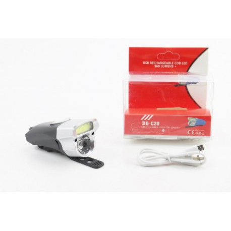 Фонарь передний 1+7 диодов 360 lumen, Li-ion 3.7V 500mAh зарядка от USB, влагозащитный, черно-серый BG-C20 Китай