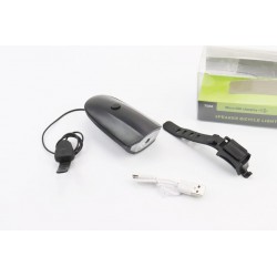 Ліхтар передній 1 діод+дзвінок 4 мелодії, Li-ion 3.7V 1200mAh зарядка від USB, вологозахисний, чорний FY-058/7588 Китай