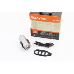 Ліхтар передній 1 діод 350 lumen алюмінієвий, Li-ion 3.7V 1200mAh зарядка від USB, вологозахисний, сірий RPL-2289 RAYPAL