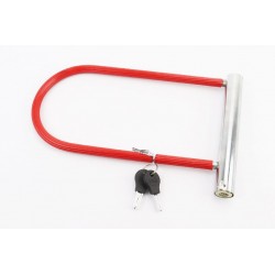 Замок протиугінний U-подібний 175x290 (120х250)мм, товщина скоби 10мм під ключ, червоний Китай