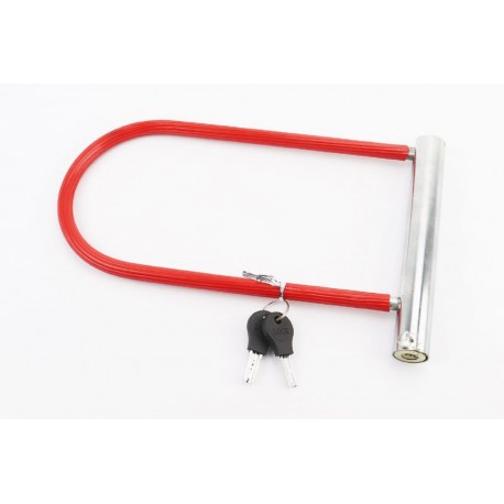 Замок протиугінний U-подібний 175x290 (120х250)мм, товщина скоби 10мм під ключ, червоний Китай