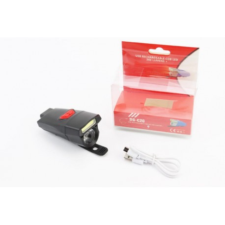 Ліхтар передній 1+7 діодів 360 lumen, Li-ion 3.7V 500mAh зарядка від USB, вологозахисний, чорний BG-C20 Китай