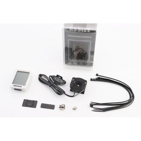 Велокомп'ютер 11-функцій, дротовий, білий AS-411 (без батарейок) ASSIZE