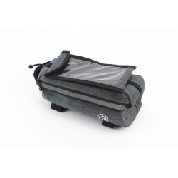 Сумка на раму з відділенням для смартфона 220х90х110мм, світловідбиваючі смуги, кріпл. на липучці, сіра K