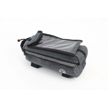 Сумка на раму з відділенням для смартфона 220х90х110мм, світловідбиваючі смуги, кріпл. на липучці, сіра K