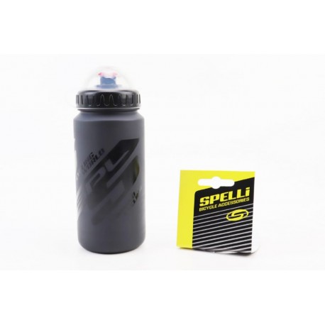 Фляга пластикова 600мл, з захисною кришкою, чорна матова SWB-528-M SPELLI