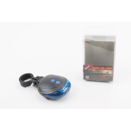 Ліхтар задній 5 діодів+2 лазерних промені, чорно-синій DW-681 (без батарейок) Китай