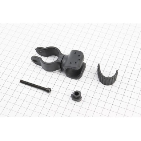 УЦЕНКА Крепление фонаря на руль велосипеда, регулированное, пластмассово-прорезиненное, чёрное JY-ZJ004 (не до конца заклепано с