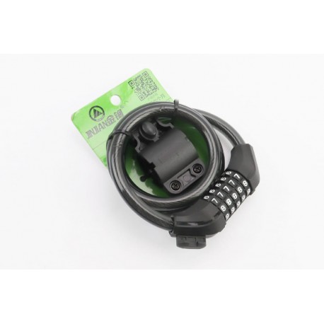 Замок противоугонный тросовый 1200х12мм с 5-и значным кодом, крепл. за трубу сидения, 507 JINJIAN