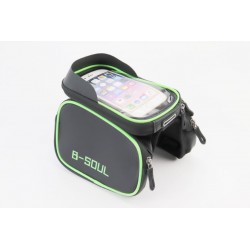 Сумка-штани на раму з тримачем телефону 170х90мм, бічні відділення, кріпл. на липучці, вологозахисна, чорно-зелена TTB210 B-SOUL