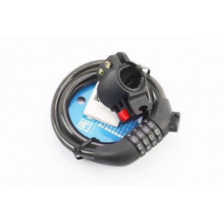 Замок протиугінний тросовий 1000х12мм з 4-х значним кодом, кріпл. за трубу сидіння, AGL-705 AVANTI