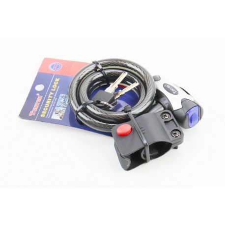 Замок протиугінний тросовий 1000х12мм під ключ, кріпл. за трубу сидіння, TY555 Tonyon