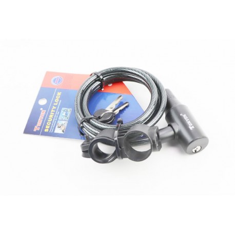 Замок протиугінний тросовий 1500х8мм під ключ, кріпл. за трубу сидіння, TY505 Tonyon